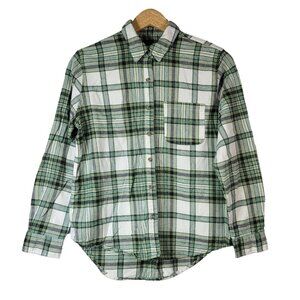 Universal Thread Plaid Flannel Top Green XS Long Sleeve Button Collar Pocket